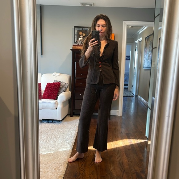 Bepe Bondi suit Blazer/ pants size 8(but towards smaller)brown with some detail - Picture 1 of 11